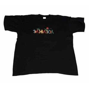 Vintage VTG Jamaica Embroidered T-Shirt Size XL Daily T's Tag Black RARE